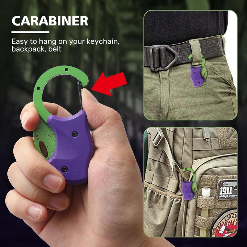COOL PARD EDC Small Pocket Knife Gift for Men,1.34''Blade Keychain Knife,Cool Folding Knife Box Cutter，Mini EDC Knives for Everyday Carry,Small Gift for Women Men （Purple & Green） - Image 4